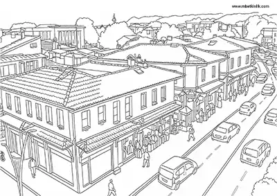 Isparta Eski Üzüm Pazarı Boyama Sayfası