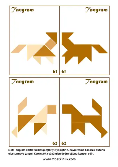 Tangram Kartları – Hayvan Figürleri (61-62)