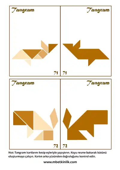 Tangram Kartları – Hayvan Figürleri (71-72)