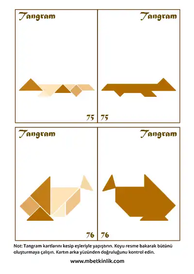 Tangram Kartları – Kertenkele ve Balık Figürleri (75-76)