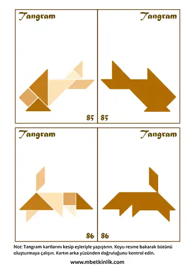 Tangram Kartları – Zıplayan Balık ve Kuyruklu Köpek Figürleri (85-86)