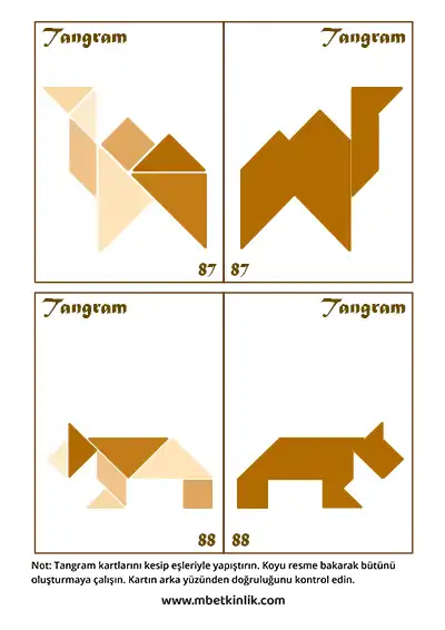 Tangram Kartları – Deve ve Pitbull Köpek Figürleri (87-88)