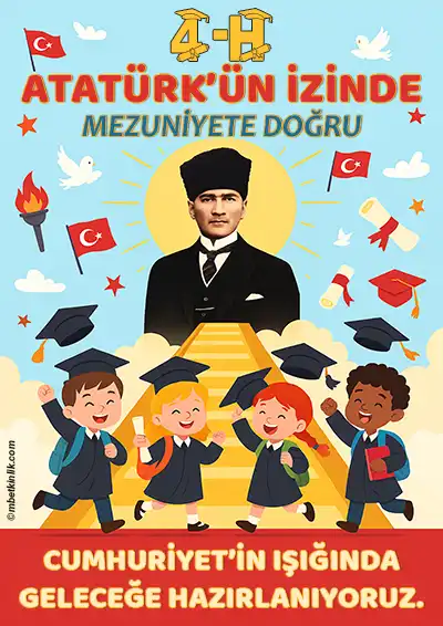 4-H Sınıfı Kapı Posteri – Atatürk’ün İzinde Mezuniyet (Model 20)