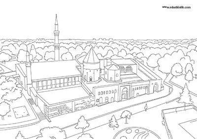 Konya Alaaddin Keykubat Camii ve Alaaddin Tepesi Boyama Sayfası