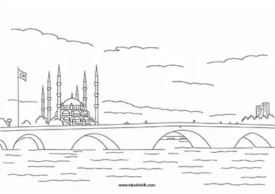 Adana Taş Köprü ve Sabancı Merkez Camii Boyama Sayfası