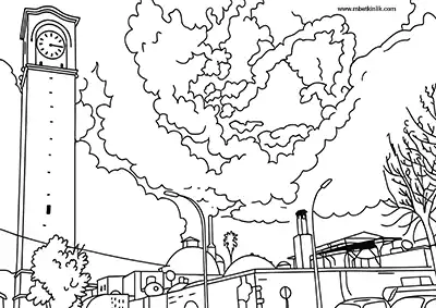 Adana Büyük Saat Kulesi Boyama Sayfası