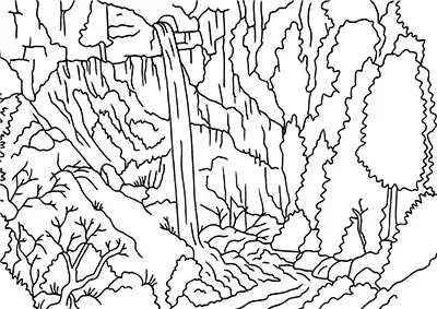 Adana Bahçecik Şelalesi Boyama Sayfası