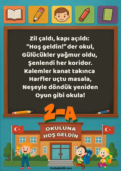 2-A Sınıfı Kapı Posteri – Okuluna Hoş Geldin (Model 23)