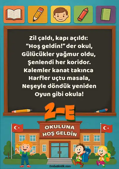 2-E Sınıfı Kapı Posteri – Okuluna Hoş Geldin (Model 23)