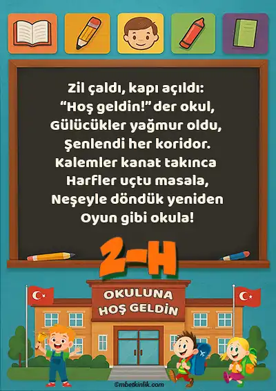 2-H Sınıfı Kapı Posteri – Okuluna Hoş Geldin (Model 23)