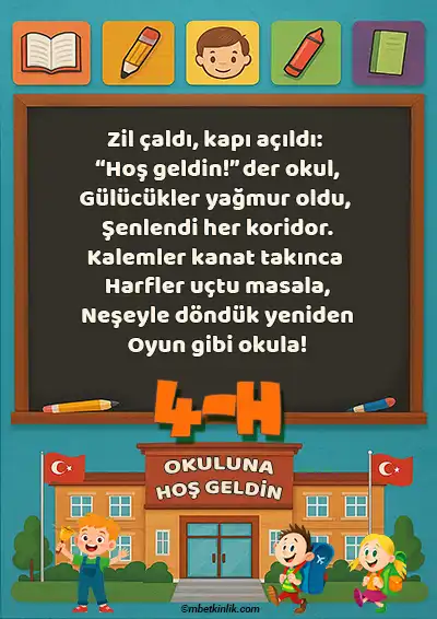 4-H Sınıfı Kapı Posteri – Okuluna Hoş Geldin (Model 23)