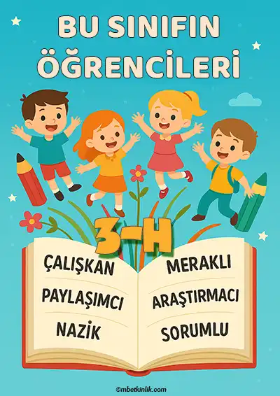3-H Sınıfı Kapı Posteri – Bu Sınıfın Öğrencileri (Model 24)