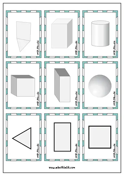 2. Sınıf Matematik Geometrik Cisim ve Şekiller Hafıza-Eşleştirme Oyunu – PDF
