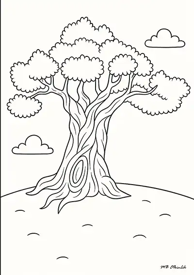 Baobab Ağacı Boyama Sayfası – Doğanın Dev Gölgesi