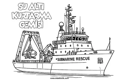 Deniz Yolu Taşıtı: Su Altı Kurtarma Gemisi Boyama Sayfası