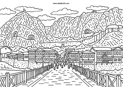 Amasya Alçak Köprü Boyama Sayfası