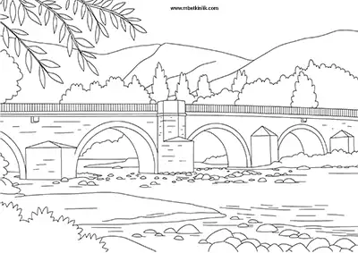 Amasya Çağlayan Köprüsü Boyama Sayfası