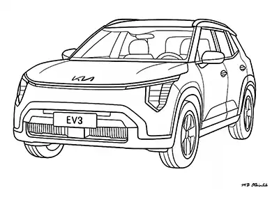 Kia EV3 Araba Boyama Sayfası