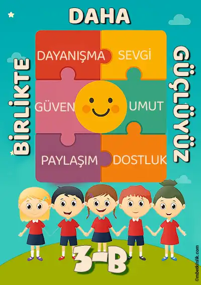 3-B Sınıfı Kapı Posteri – Birlikte Daha Güçlüyüz (Model 26)