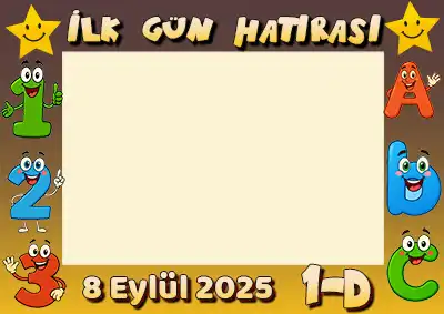 1-D Sınıfı İlk Gün Hatırası Posteri – Sevimli Harfli, Sayılı (Model 27)
