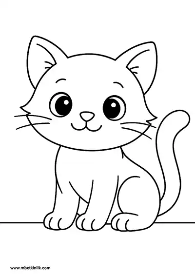 Suluboya Boyama Şablonu – Sevimli Kedi