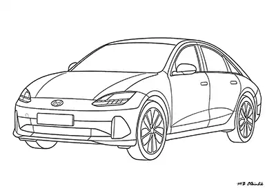 Hyundai Ioniq 6 Araba Boyama Sayfası