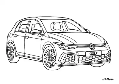 Volkswagen Golf Araba Boyama Sayfası