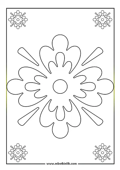 Kolay Mandala Boyama Sayfası - Çiçek Motifli