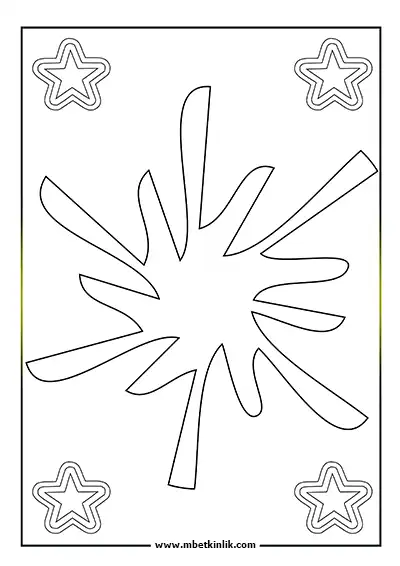 Kolay Mandala Boyama Sayfası - Yıldız Motifli
