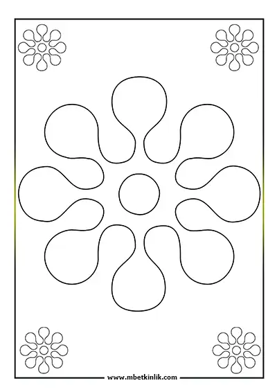 Kolay Mandala Boyama Sayfası - Damla Motifli