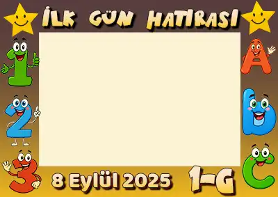 1-G Sınıfı İlk Gün Hatırası Posteri – Sevimli Harfli, Sayılı (Model 27)