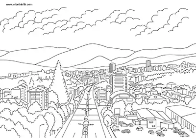 Bilecik Şehir Merkezi Manzarası Boyama Sayfası