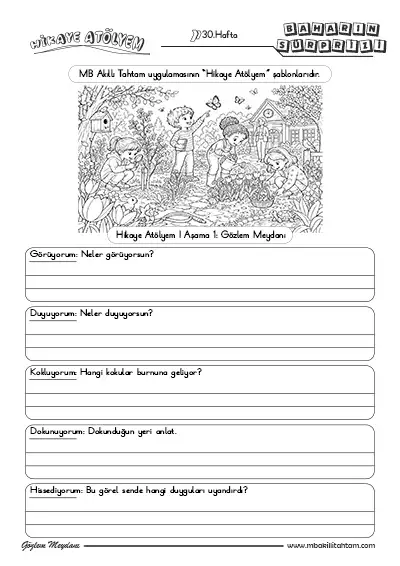 Hikaye Atölyem - 30.Hafta (Baharın Sürprizi) Şablonları