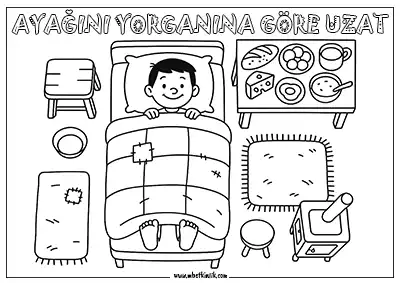 Ayağını Yorganına Göre Uzat - Atasözü Boyama Sayfası