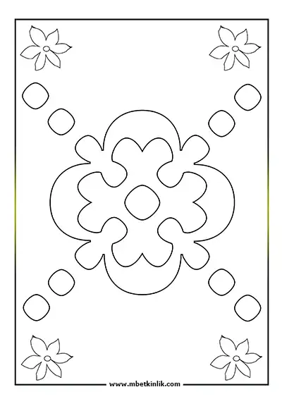 Kolay Mandala Boyama Sayfası - Kıvrımlı Geometrik Motifli