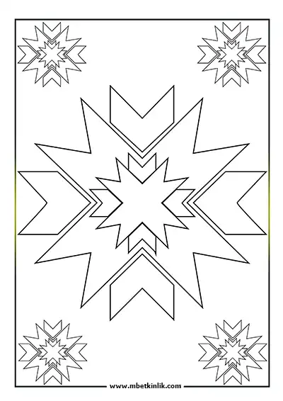 Kolay Mandala Boyama Sayfası - Yıldız Geometrik Motifli