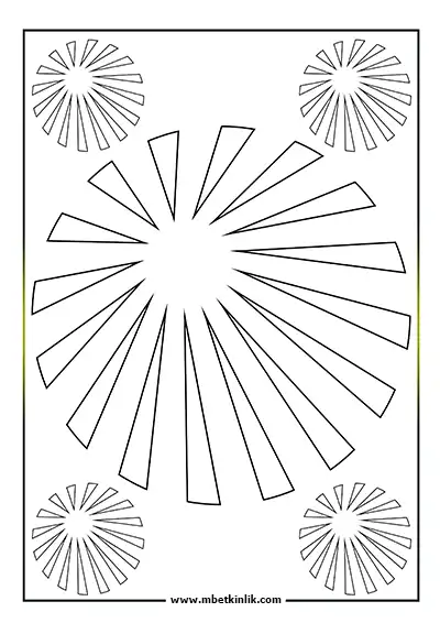 Kolay Mandala Boyama Sayfası - Işınsal Motifli