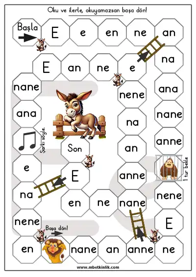 1. Sınıf E Sesi Eğlenceli Oku ve İlerle Oyunu (pdf)