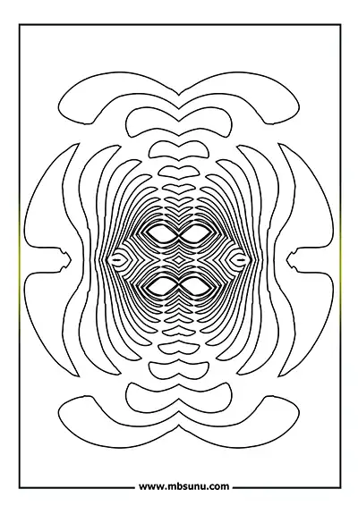 Kolay Mandala Boyama Sayfası - Dalgalı Simetrik Motifli