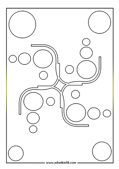 Kolay Mandala Boyama Sayfası - Daire ve Kavis Motifli
