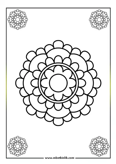 Kolay Mandala Boyama Sayfası – Çok Katmanlı Çiçek Deseni