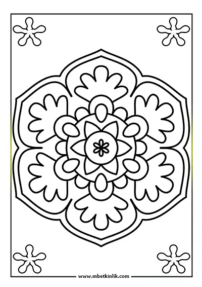 Kolay Mandala Boyama Sayfası – Klasik Motifli Mandala
