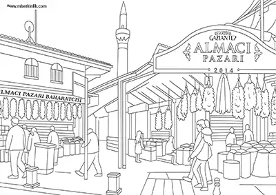 Gaziantep Almacı Pazarı Boyama Sayfası