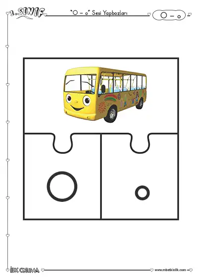 1. Sınıf İlk Okuma O Sesi Yapboz Etkinliği