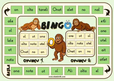 1. Sınıf O Sesi Okuma Etkinliği - Bingo Oyunu