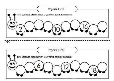 2. Sınıf Matematik – 2’şer Ritmik Sayma Etkinlikleri (Tırtıl, Balon ve Sayı Doğrusu İle)