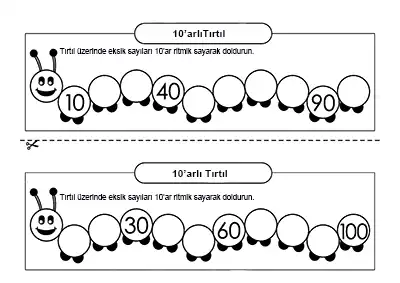 2. Sınıf Matematik – 10’ar Ritmik Sayma Etkinlikleri (Tırtıl, Balon ve Sayı Doğrusu İle)