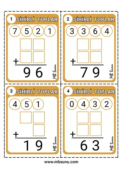 2. Sınıf Matematik – Sihirli Toplar Toplama Kartları