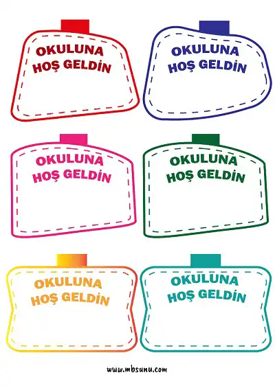 1. Sınıf Okula Uyum Öğrenci Yaka Kartları – Renkli Hoş Geldin