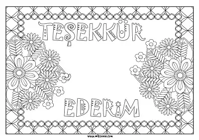 Değerler Eğitimi – Teşekkür Ederim Desenli Boyama Sayfası